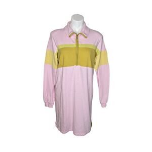 DAILY PRACTICE Zip Up Shirt Dress Pink & Yellow Size XS
